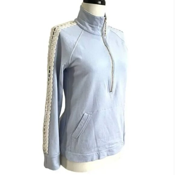 Lilly Pulitzer Skipper Popover Sweatshirt Peak A Boo Lace size Small - Picture 2 of 4